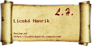 Licskó Henrik névjegykártya